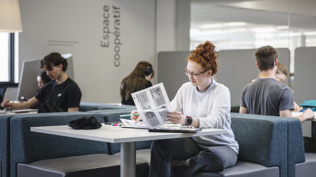 Étudiants révisant à la bibliothèque
